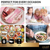 SparkSettings Disposable Plastic Cutlery - Heavy Duty Silverware, Ideal for Hot & Cold Food - 50 Pack (Pink)