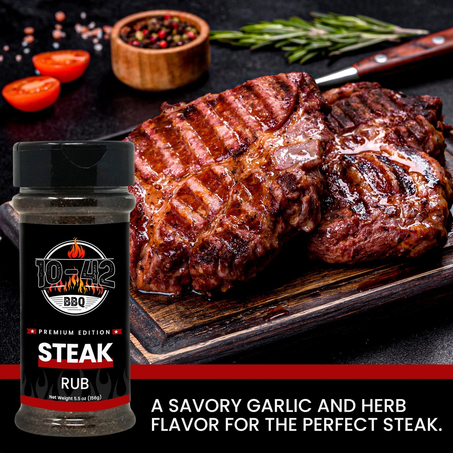 10-42 BBQ Steak Seasoning NO MSG, 0 Calorie | Meat Rub & Seasonings for Grilling, Beef & Pork | Grill the Best Steaks, Tomahawk, Ribeye, Sirloin