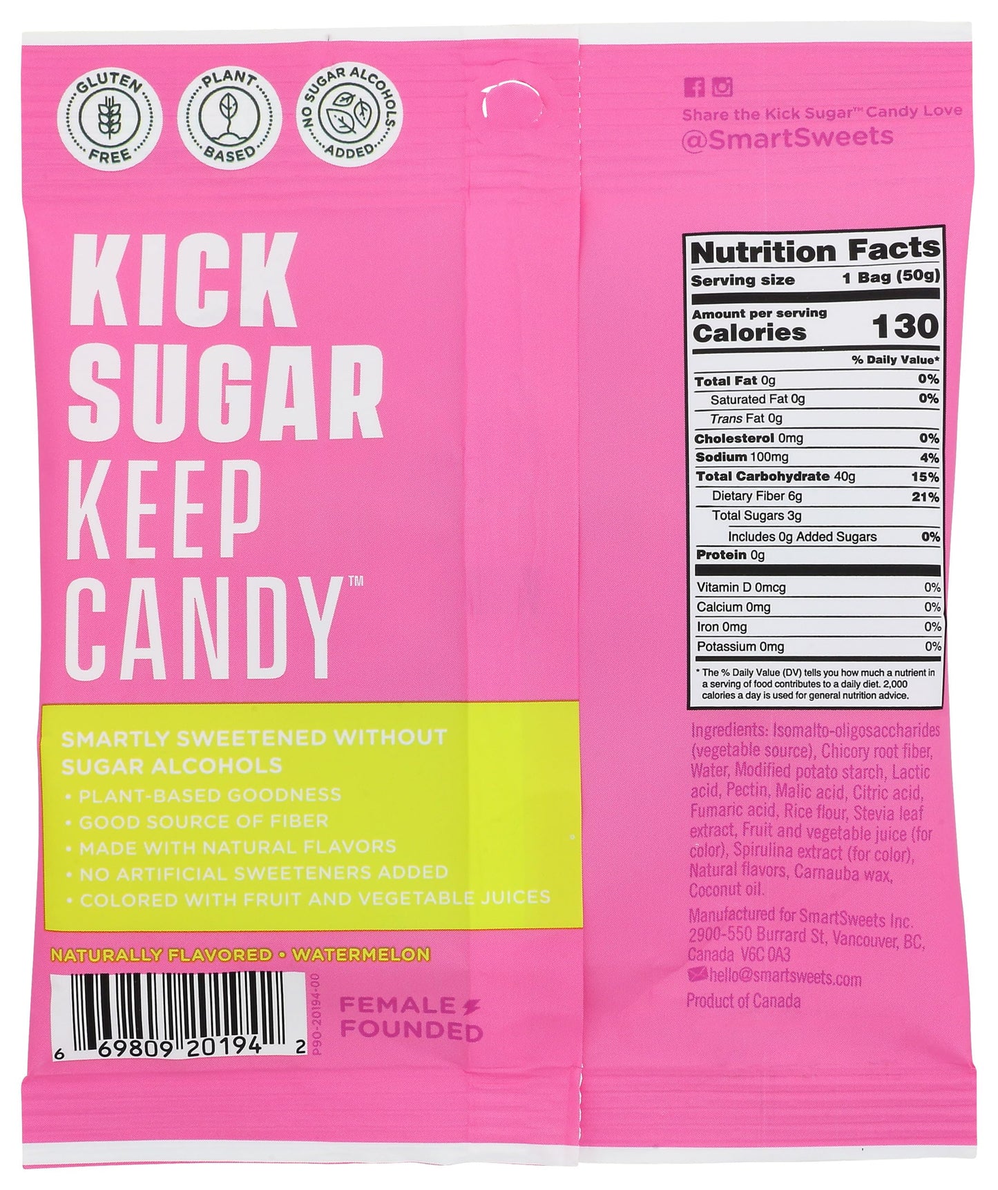 Smart Sweets, Sourmelon Gummy Bites, 1.8 Ounce