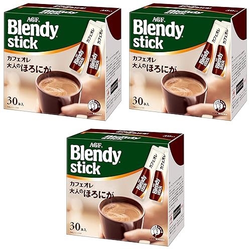 Blendy Stick Cafe Au Lait Slightly Bitter Taste 0.42oz X 30pcs Pack of 3