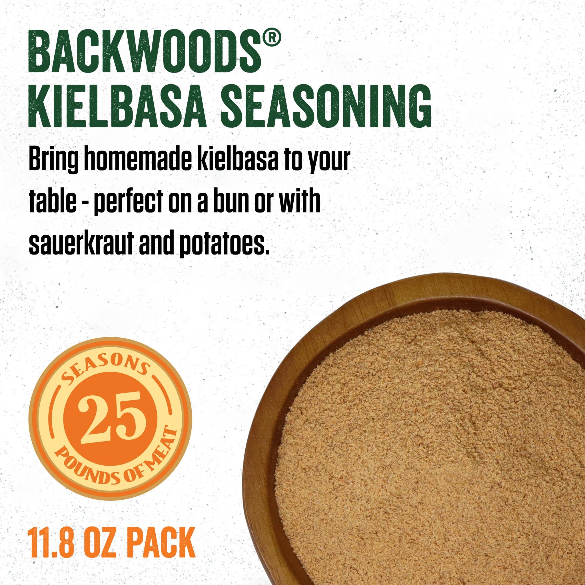 LEM Products Backwoods Kielbasa Fresh Sausage Seasoning, Ideal for Wild Game and Domestic Meat, Seasons Up to 25 Pounds of Meat, 11.8 Ounce Packet