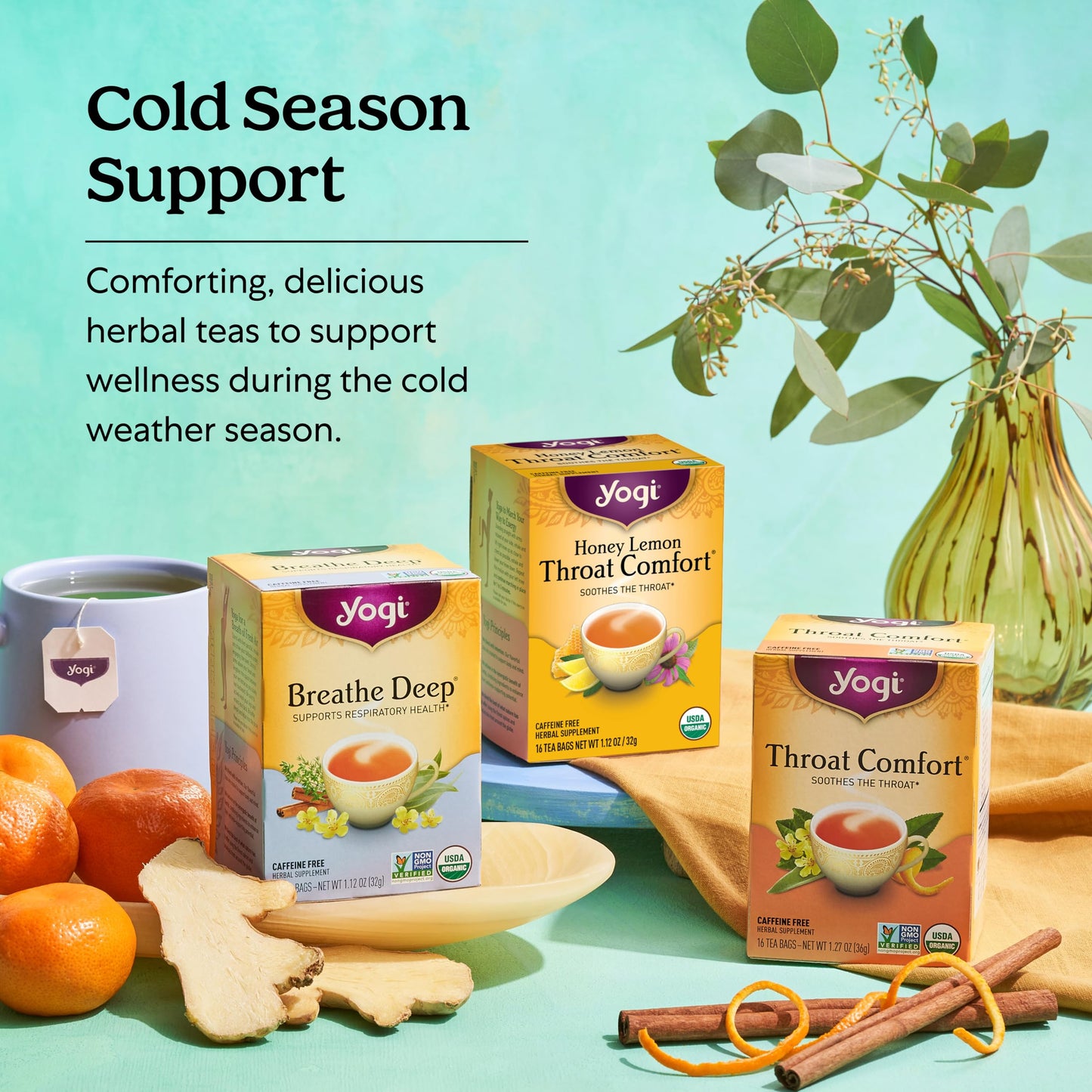 Yogi Tea - Honey Lemon Throat Comfort (6 Pack) - Soothes the Throat - 96 Tea Bags