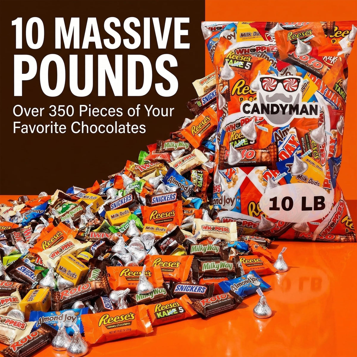 CANDYMAN Chocolate Candy Variety Pack, 10 lb Bulk Candy