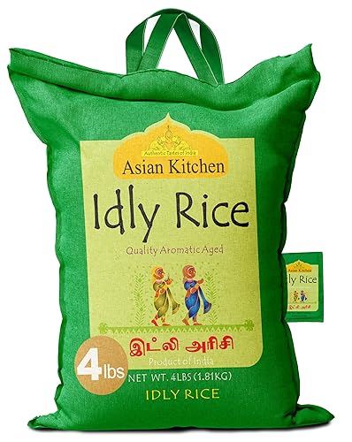 Asian Kitchen Idly (Idli) Rice 4-Pound Bag, 4lbs (1.81kg) Short Grain Rice ~ All Natural | Vegan | Indian Origin | Export Quality
