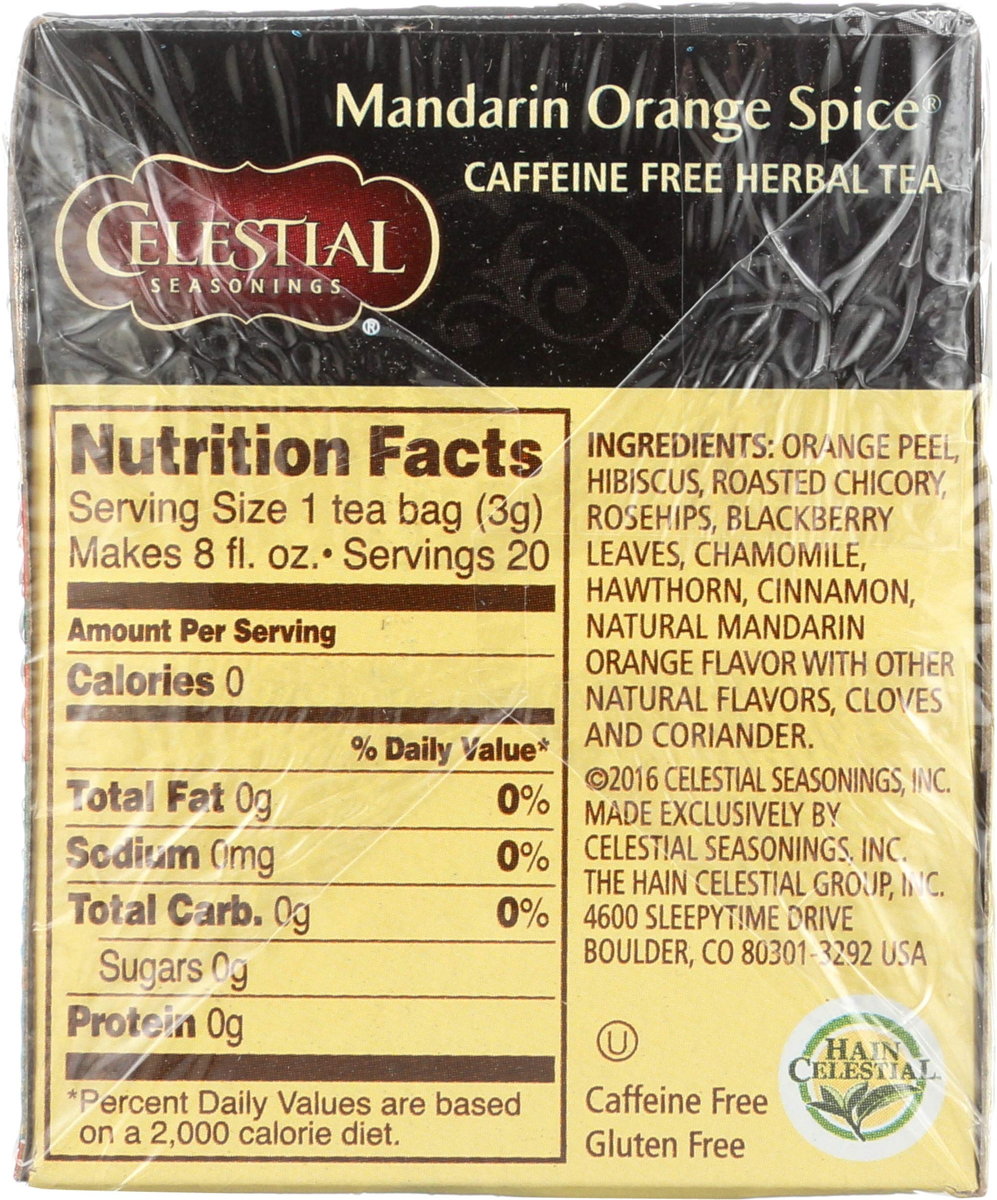 Celestial Seasonings Herbal Tea, Mandarin Orange Spice®, Caffeine Free, 20 Tea Bags, 1.9 oz (55 g)