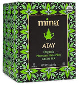 Mina Atay Moroccan Nana Mint Organic Green Tea, 15 Biodegradable Sachets - Refreshing Moroccan Mint Green Tea Bags, Moroccan Mint Tea Bags, Low in