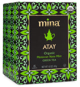 Mina Atay Moroccan Nana Mint Organic Green Tea, 15 Biodegradable Sachets - Refreshing Moroccan Mint Green Tea Bags, Moroccan Mint Tea Bags, Low in