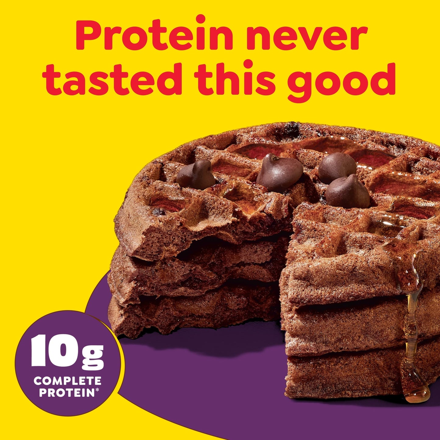 Eggo Protein Chocolate Chip Brownie Waffles, Breakfast Food, Protein Snacks, 10 Waffles (Frozen)