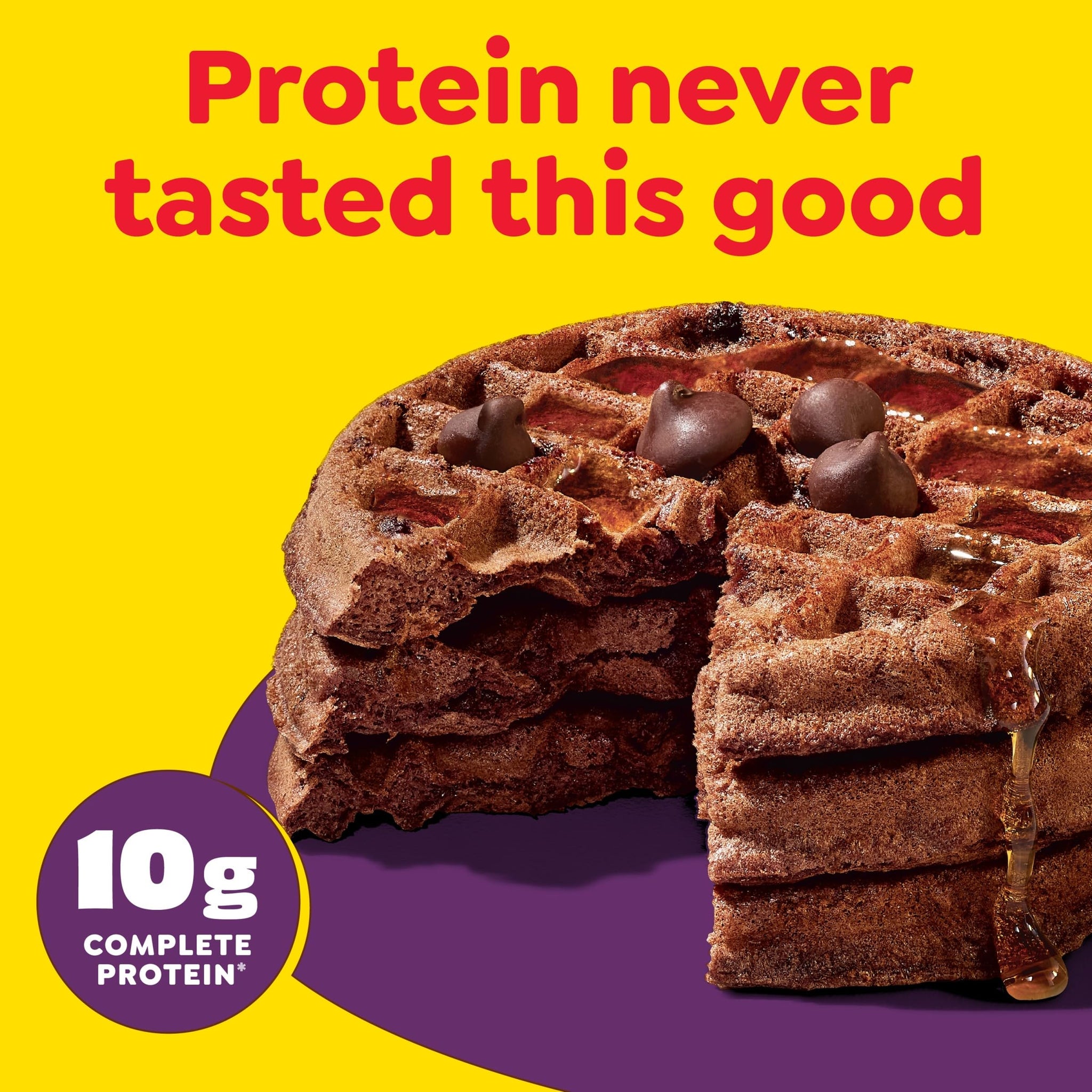 Eggo Protein Chocolate Chip Brownie Waffles, Breakfast Food, Protein Snacks, 10 Waffles (Frozen)