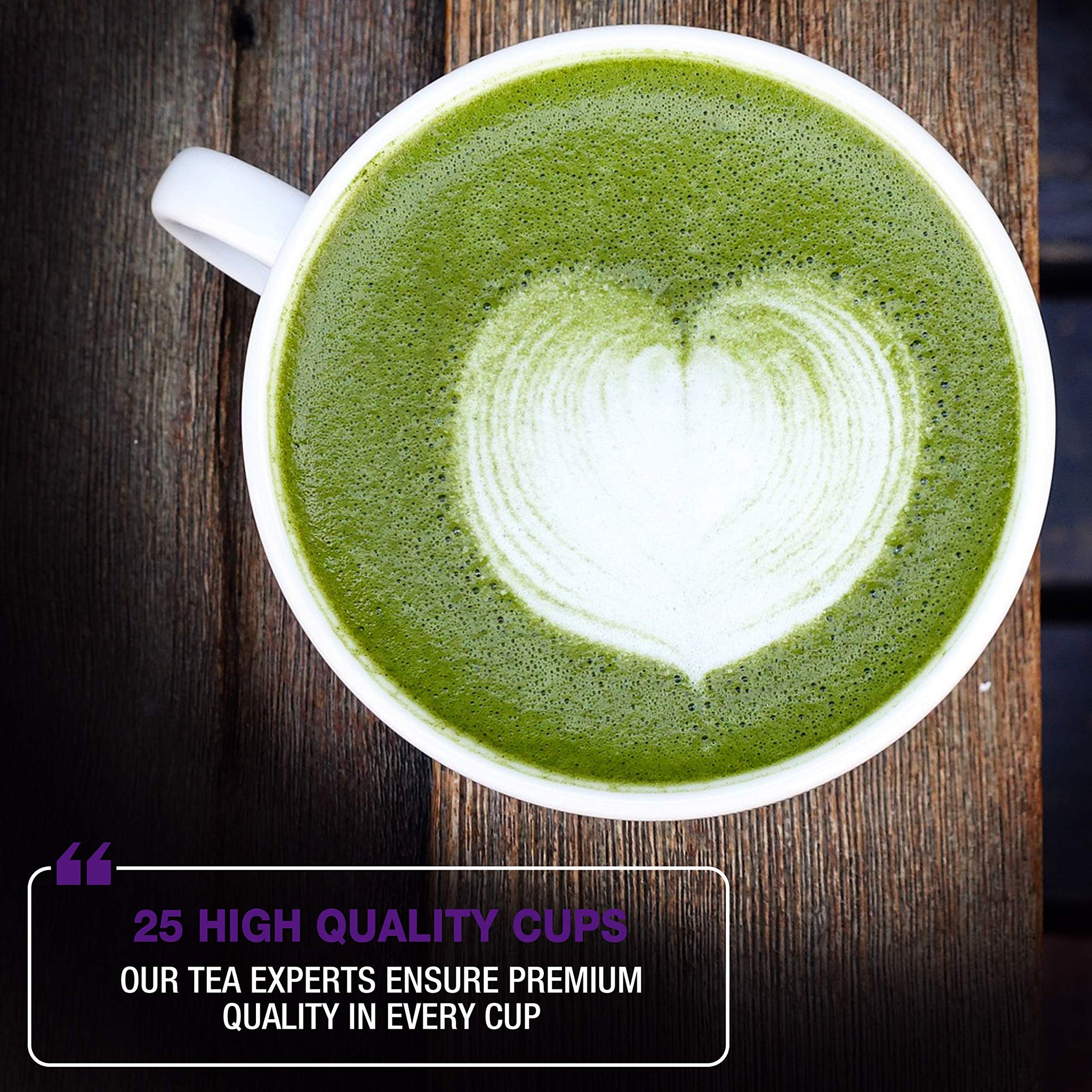 Tipson Organic Matcha Green Tea - Blueberry Flavor - 25 Foil Enveloped Double Chambered Bags - Keto/Paleo