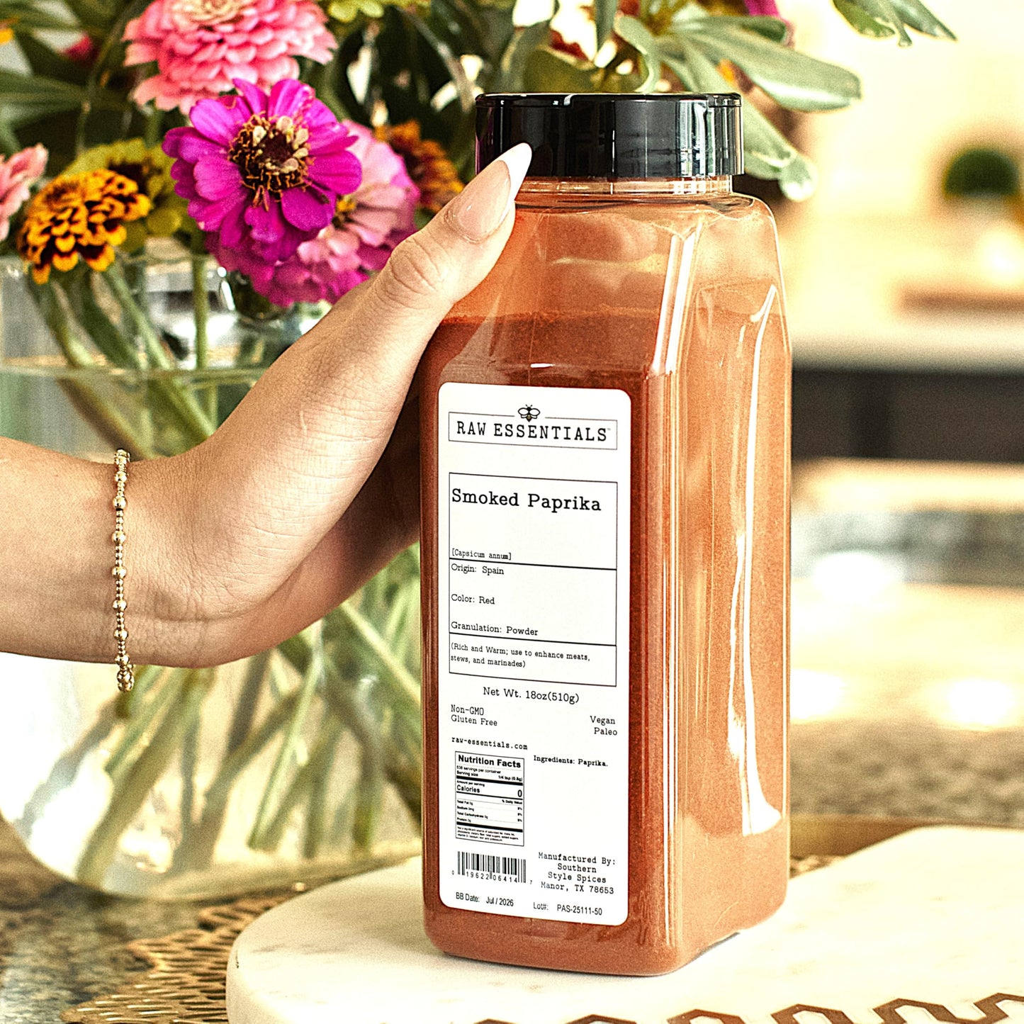 Raw Essentials Smoked Paprika Powder, 18 oz | Rich Smoky Flavor for BBQ, Meats, Stews & Marinades | Gluten Free and Vegan