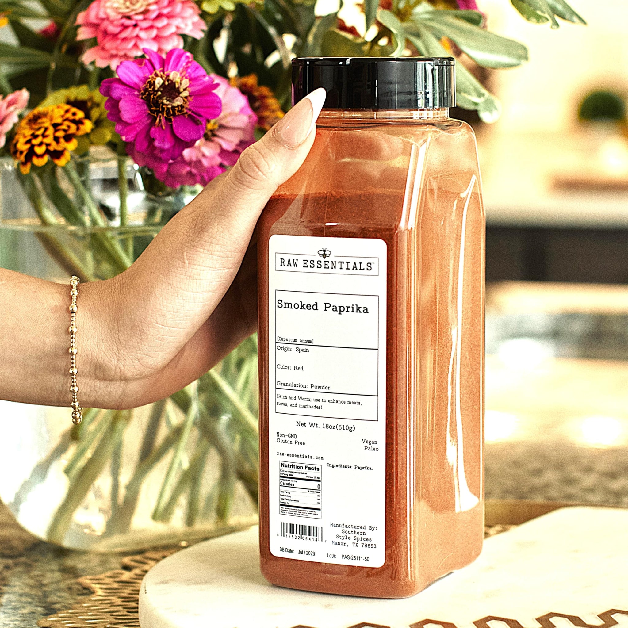 Raw Essentials Smoked Paprika Powder, 18 oz | Rich Smoky Flavor for BBQ, Meats, Stews & Marinades | Gluten Free and Vegan