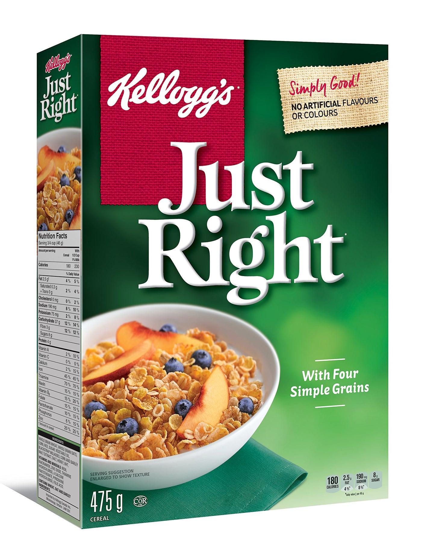 Kellogg's Just Right Cereal 475g/16.8oz, (Imported from Canada)