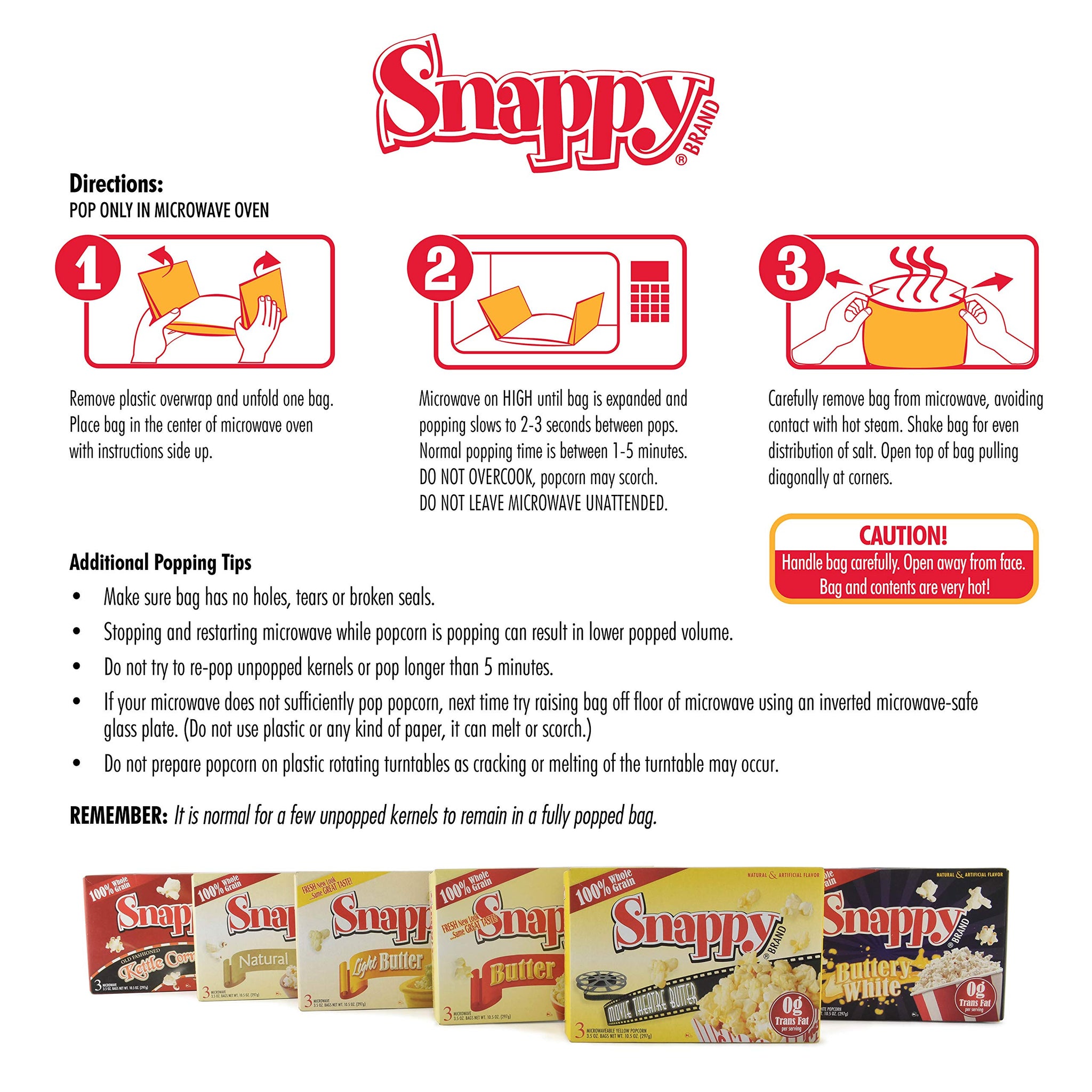 Snappy Kettle Corn Microwave Popcorn, 3.5 oz, 48 Pack
