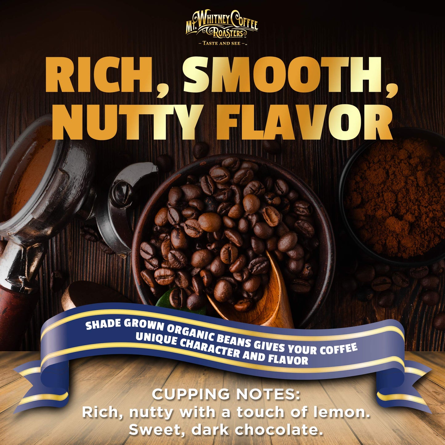Mt. Whitney Organic Shade Grown, Low Acid, Coffee from Peru (Whole Bean, 12 Oz)