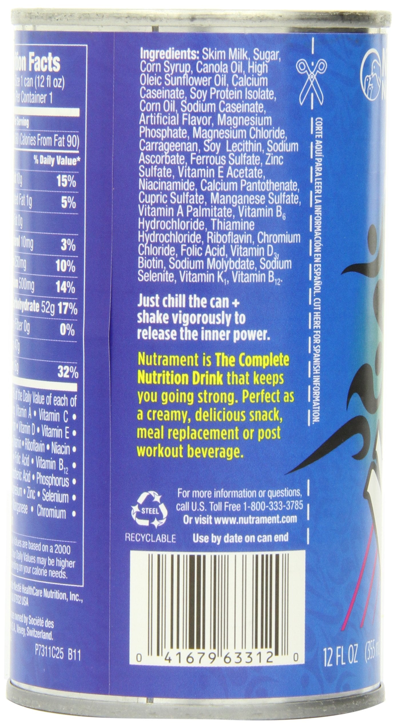 Nutrament Energy and Fitness Drink, Vanilla, 12 Ounce Cans (Pack of 12)