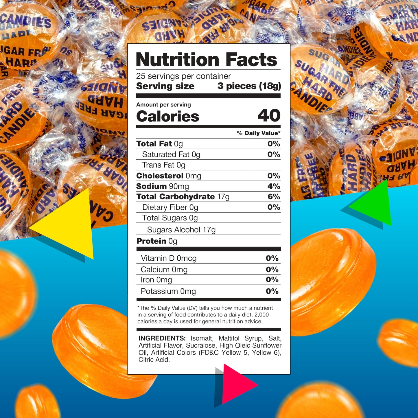 Sugar Free Butterscotch Hard Candy | 1 Lb Bag - Approx. 75 Pieces | Sugarless Candy Individually Wrapped | Old Fashioned Candies for Office Bowls