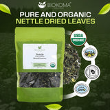 Biokoma Organic Nettle Leaves 50g 1.76oz Dried Cut & Sifted Urtica Dioica Leaf USDA Organic Herbal Tea Natural Wellness Seasonal Support Resealable