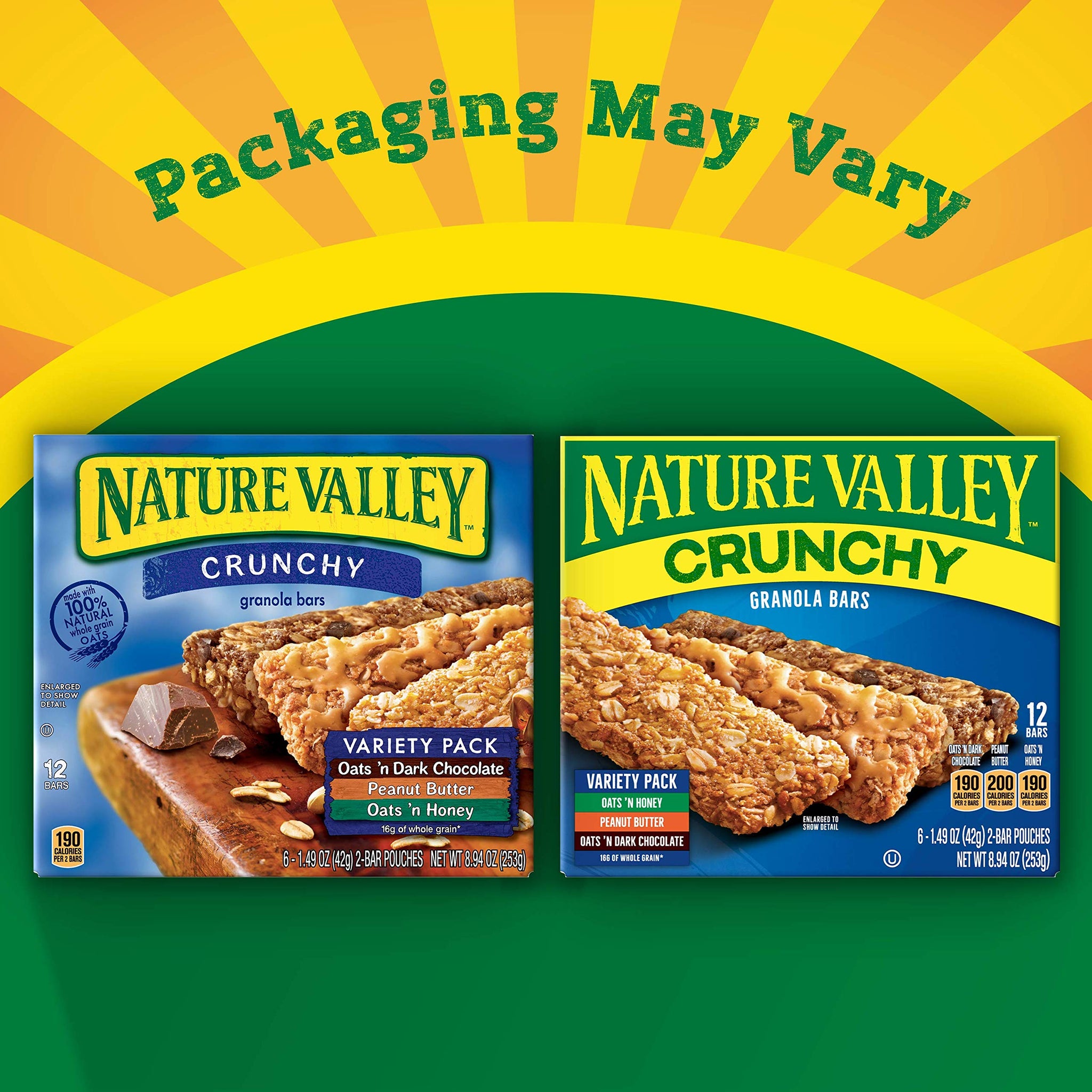 Nature Valley Crunchy Granola Bars, Variety Pack, 12 Ct, 8.94 oz (6 Pouches)