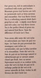 Uncle Lee's Tea Imperial Organic, Green Tea With Goji Berry, 18 Tea Bags, 1.14 oz (32.4 g)