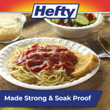 Hefty Everyday Soak Proof Disposable Foam Plates, 8.9 Inches, 100 Count, Disposable White Plates for Lunch, Salads, and Appetizers, Great for Everyday