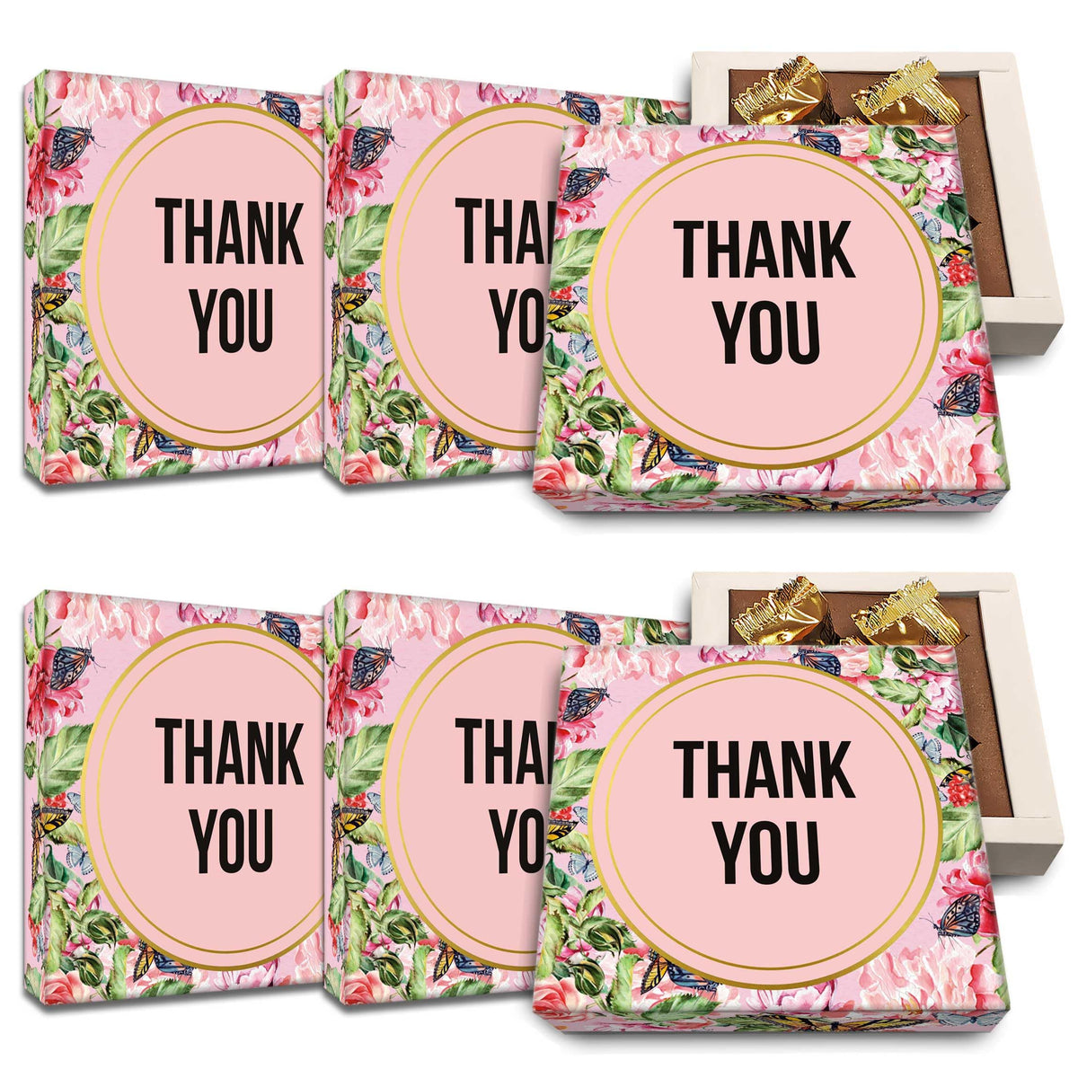 CoolGiftBox Pink gift box with Floral design | Dark chocolate truffles | Client appreciation gifts Thank You Box | Small Business Candy Gifts