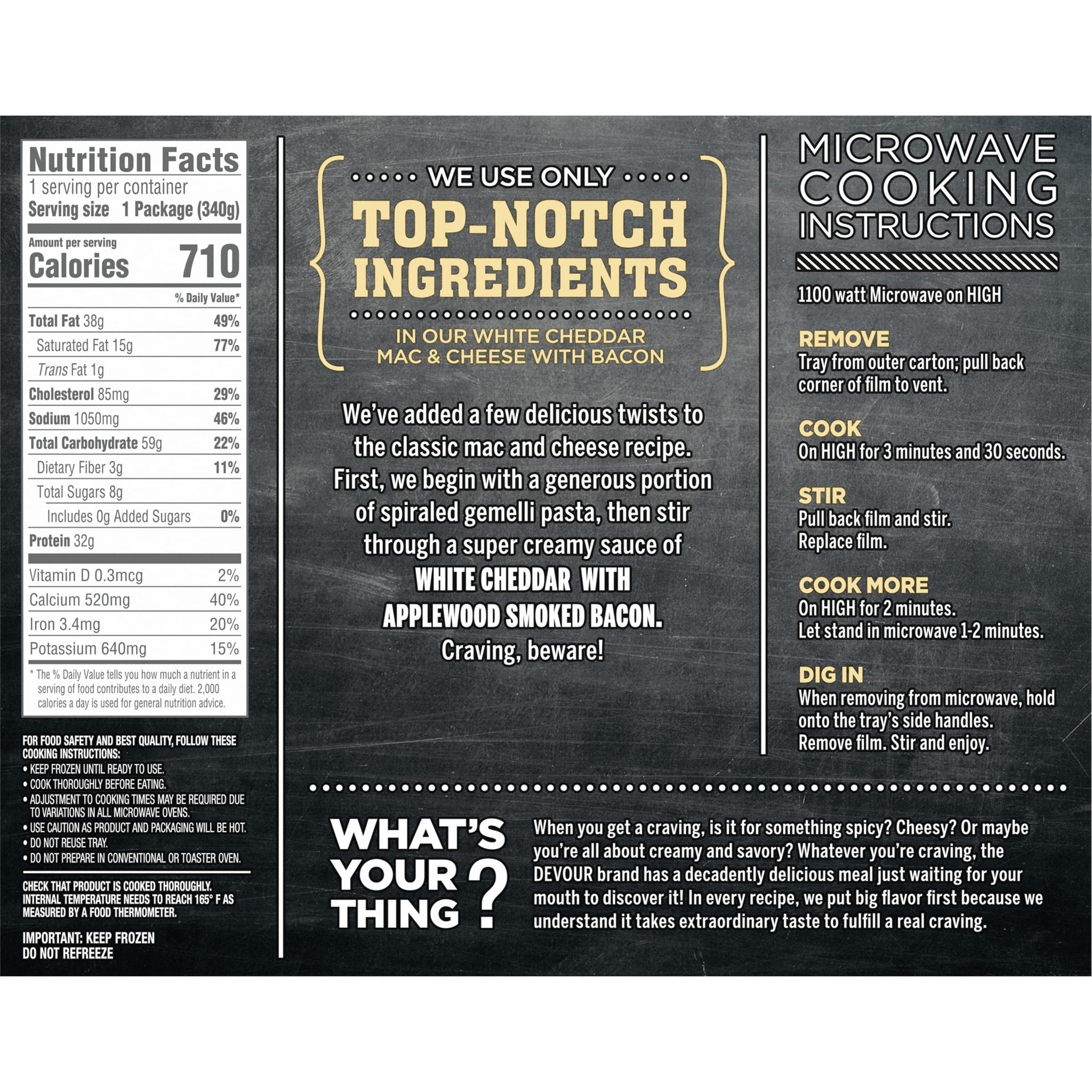 DEVOUR White Cheddar Mac & Cheese with Smoked Bacon Frozen Meal, 12 oz Box