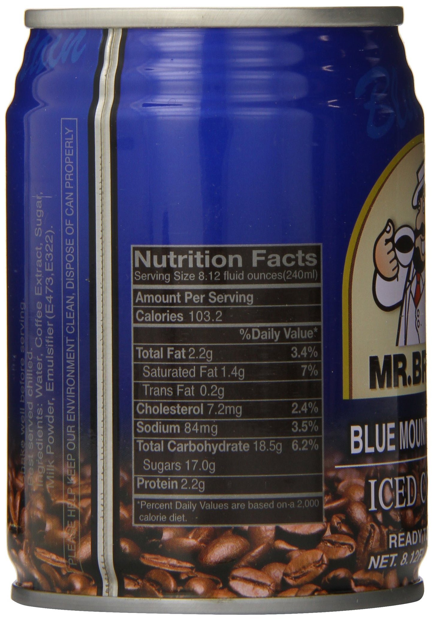 Mr. Brown Iced Coffee, Blue Mountain, 8.12 Ounce (Pack of 24)