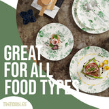 Trendables 80 Piece Plastic Disposable Plates Set For 40 Guests I 40 X 8 Inch Dessert Plates & 40 X 10 Inch Wedding Party Plates | Ivory & Green