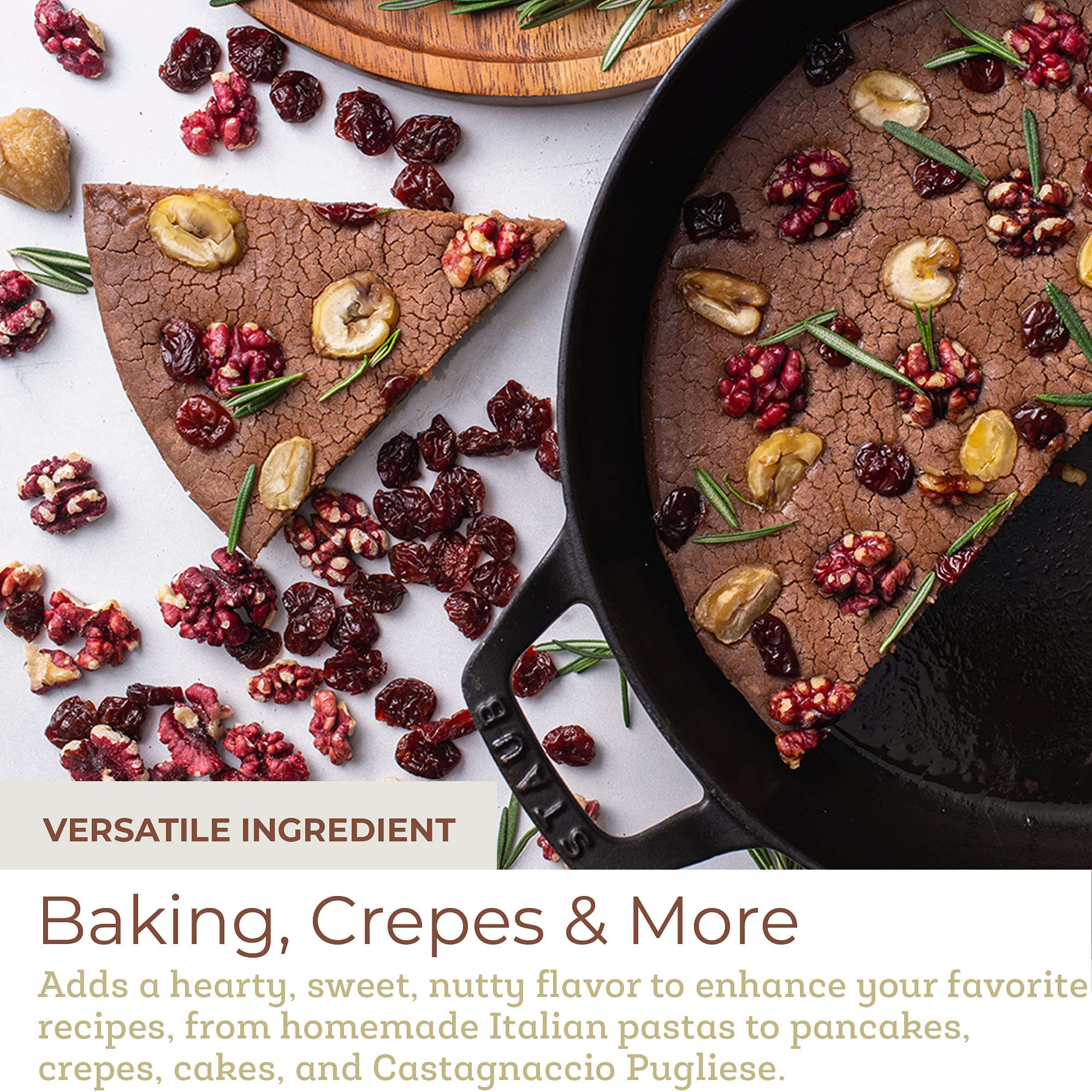 Fresh & Wild | Chestnut Flour | Finely Ground Dried Chestnuts | Gluten-Free Artisan Flour For Baking | Healthy, Paleo Alternative To Wheat Flours | 16 oz | Gourmet, Chef-Inspired Ingredients