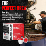 Blackout Coffee CLIMAX Amaretto, Irish Cream & Kahlua Flavored Coffee Pods - Premium Arabica, Smooth Taste, Guilt-Free Indulgence - 18 Count Single