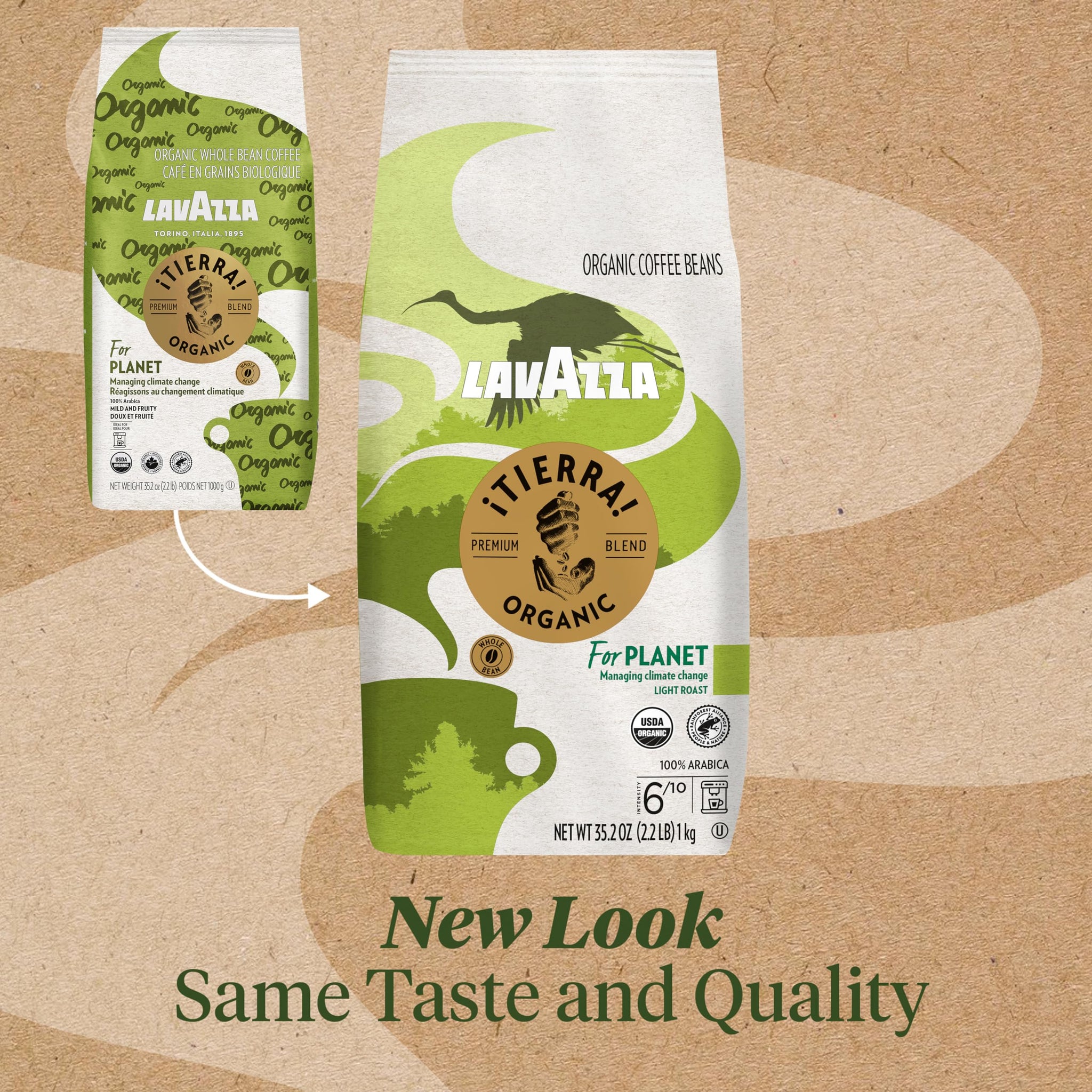 Lavazza ¡Tierra! Organic for Planet Whole Bean Coffee, Light Roast, 100% Arabica, 2.2 lb Bag (pack of 1)