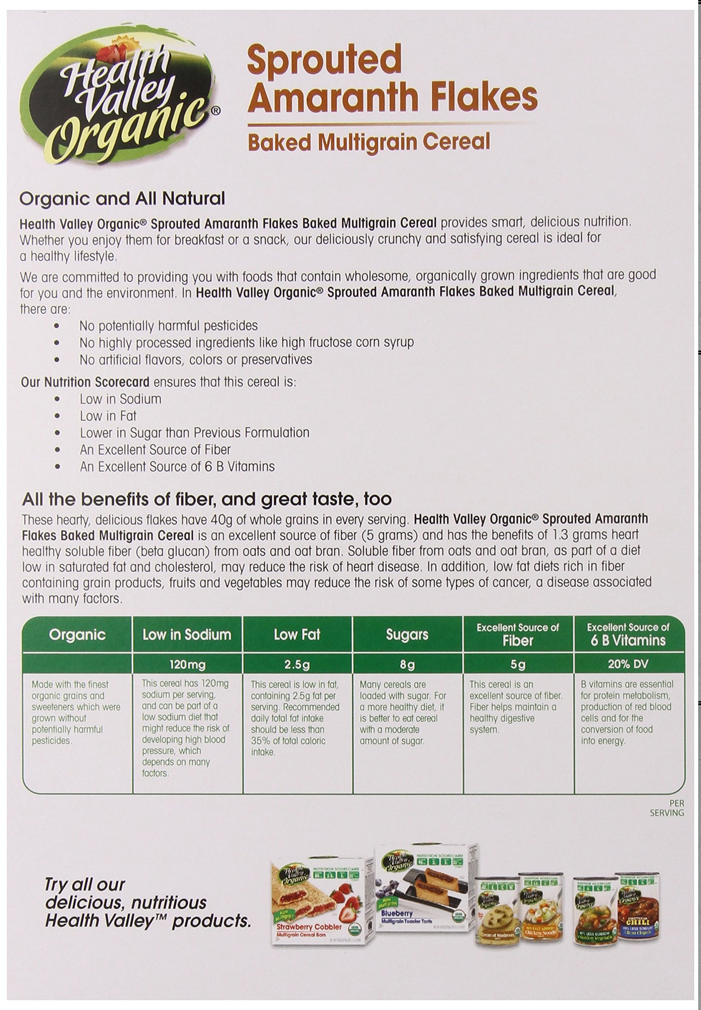 Health Valley Organic Cereal, Sprouted Amaranth Flakes, 12.65 Ounce (Pack of 6)