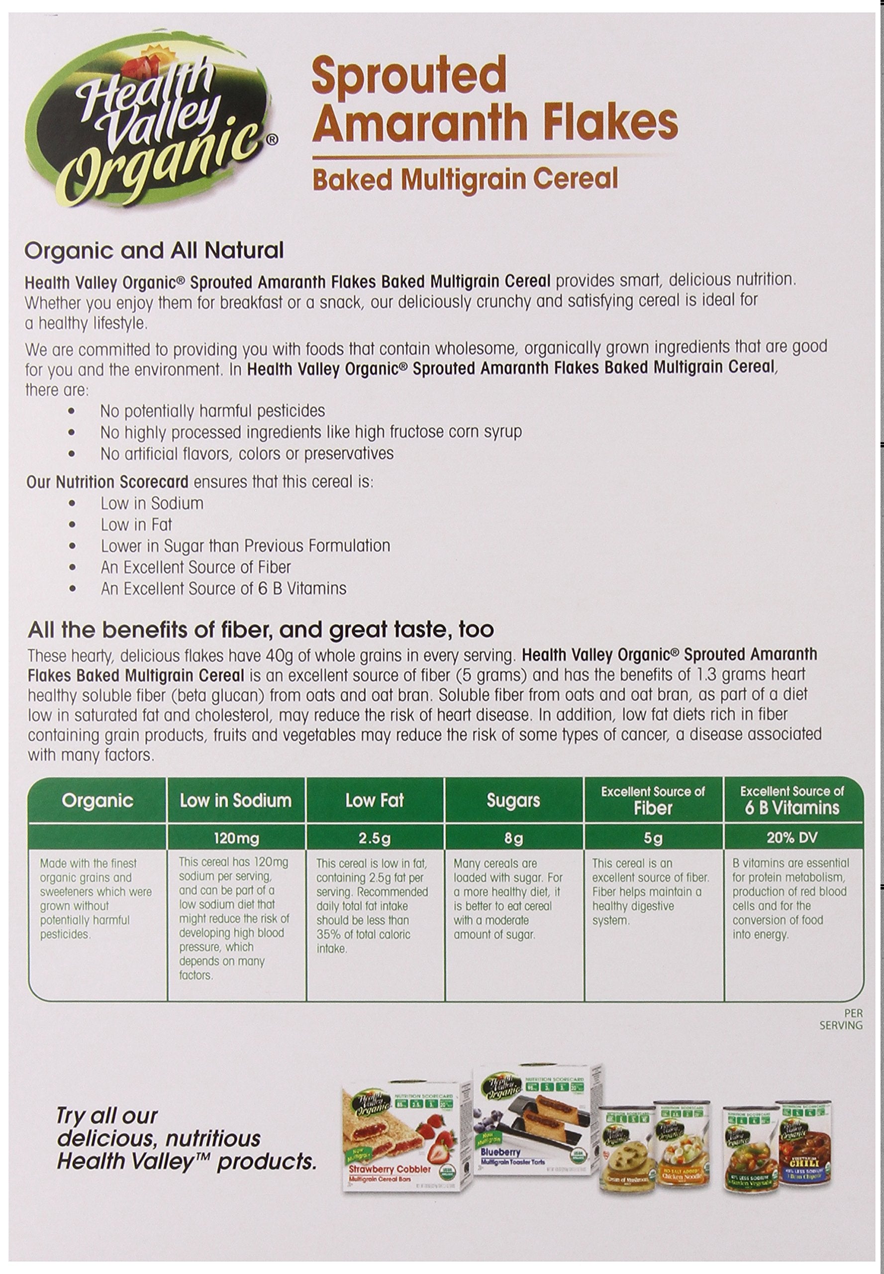 Health Valley Organic Cereal, Sprouted Amaranth Flakes, 12.65 Ounce (Pack of 6)