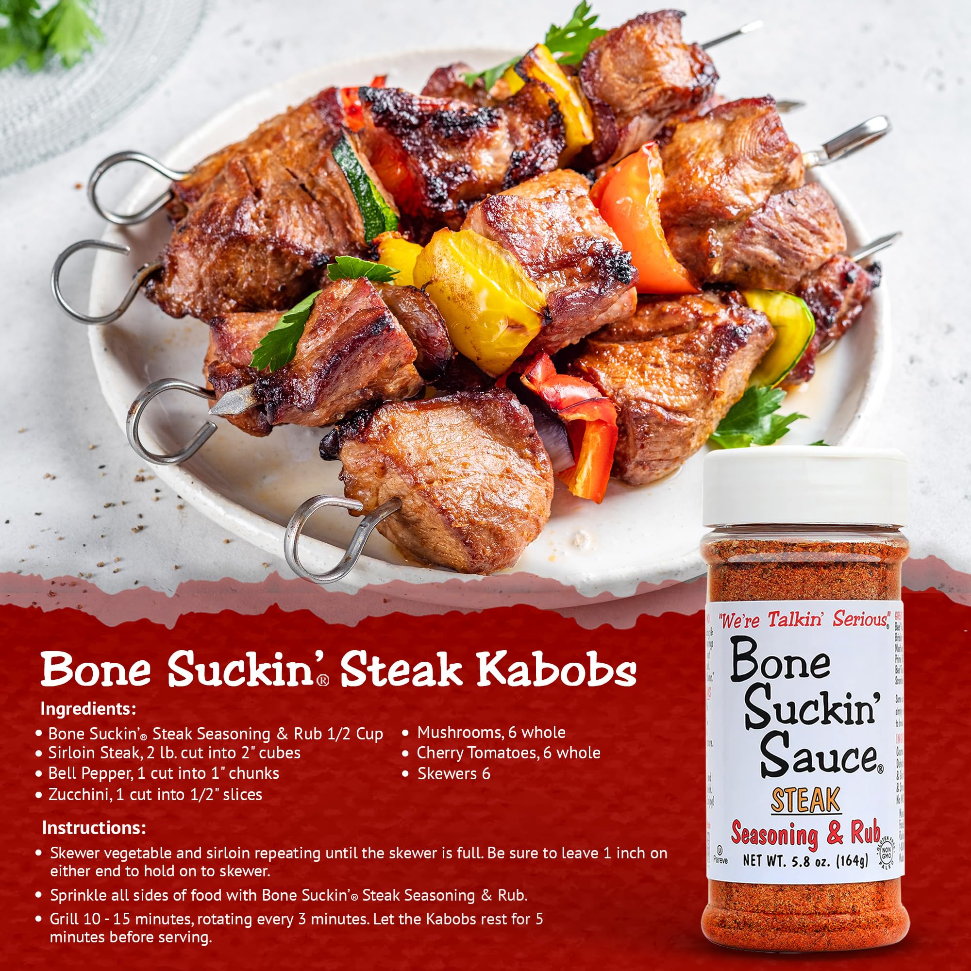 Bone Suckin' Sauce Seasoning and Rub-Variety, Original, Steak, Seafood and Chicken, Great for Grilling, Smoking, Non-GMO, Gluten-Free, Fat Free