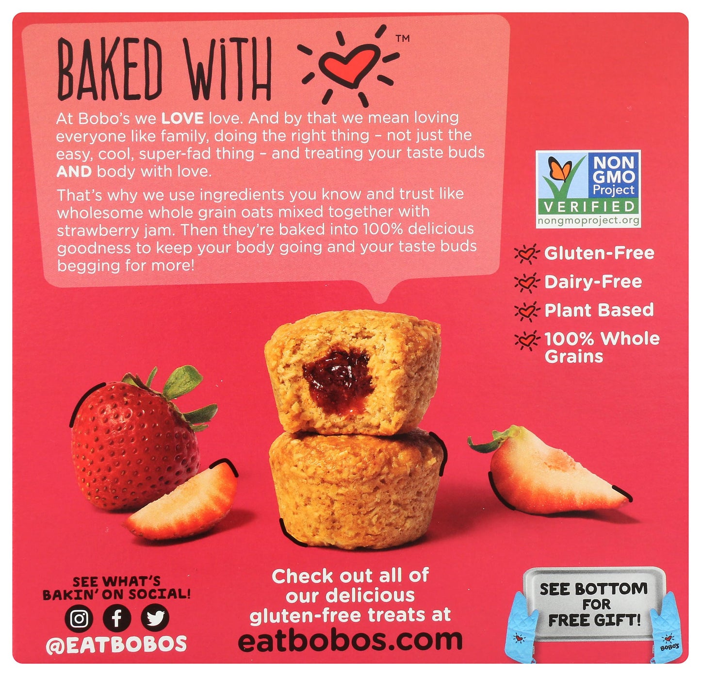 Bobos Oat Bars Bites Stuffed Strawberry 5Pc 6.5 OZ