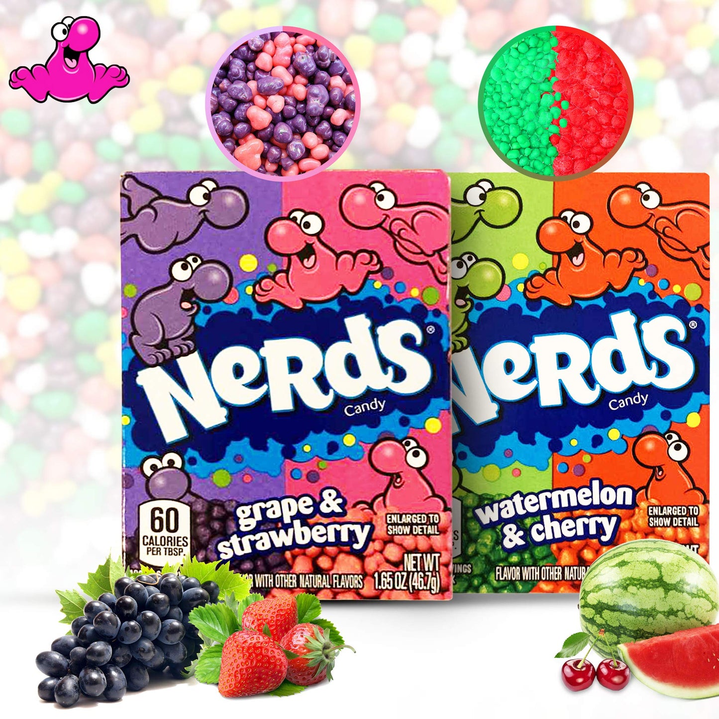 Nerds Rope Candy Crave Box - Variety Pack of 3 Very Berry, 3 Rainbow, 3 Tropical Ropes and 3 Nerd Boxes of Strawberry & Grape, 3 Packs of Watermelon