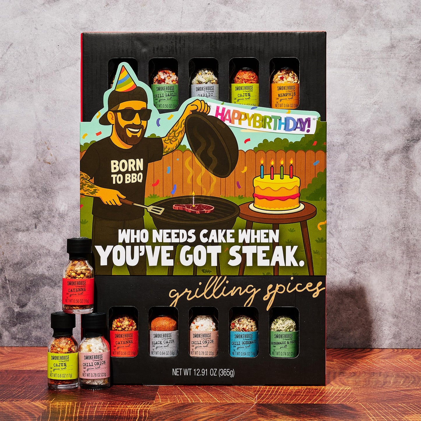 Smokehouse by Thoughtfully, Gourmet Ultimate Grilling Spice Set with Birthday Wrap, Includes 20 BBQ Seasonings & Rubs Like Chili Garlic, Italian,