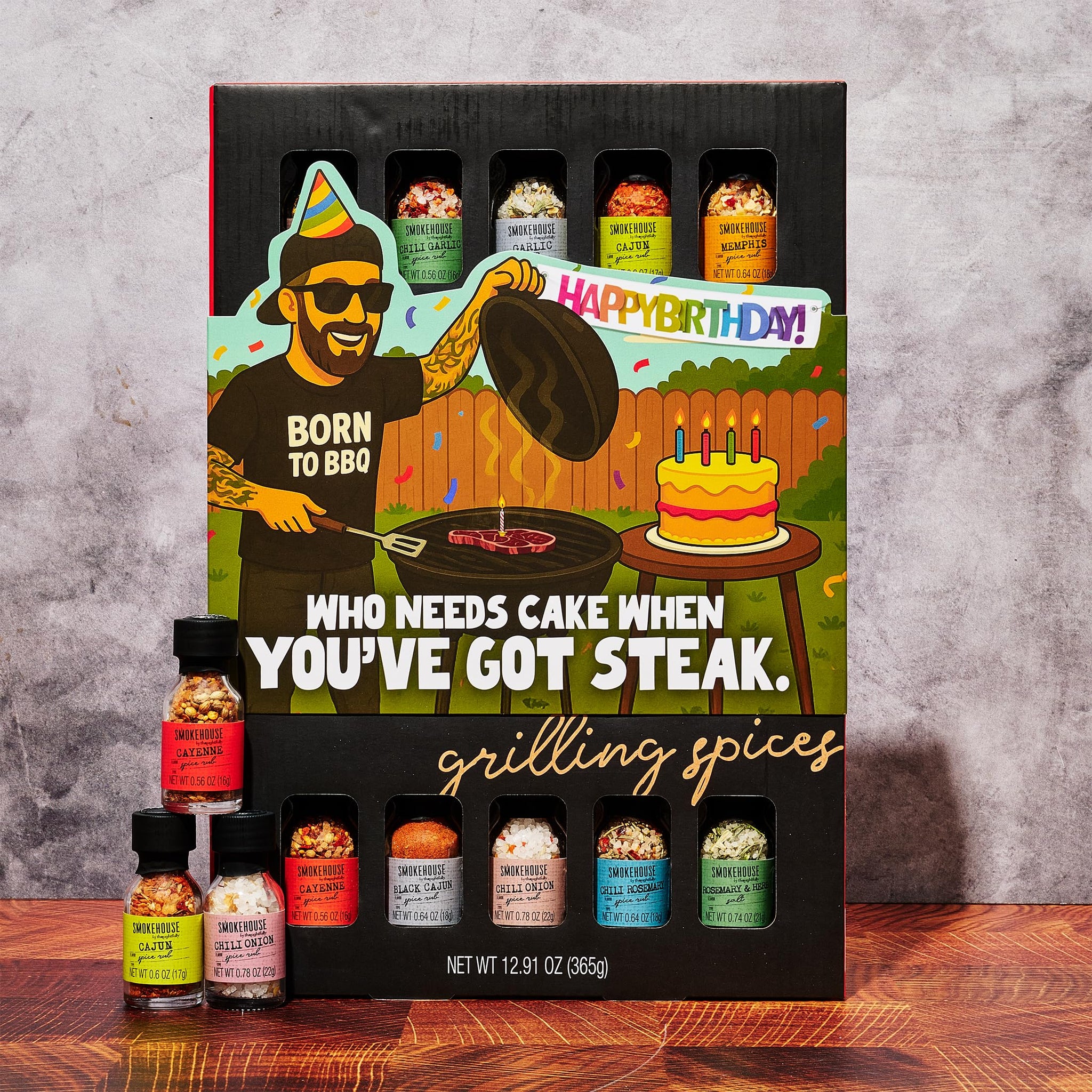 Smokehouse by Thoughtfully, Gourmet Ultimate Grilling Spice Set with Birthday Wrap, Includes 20 BBQ Seasonings & Rubs Like Chili Garlic, Italian,