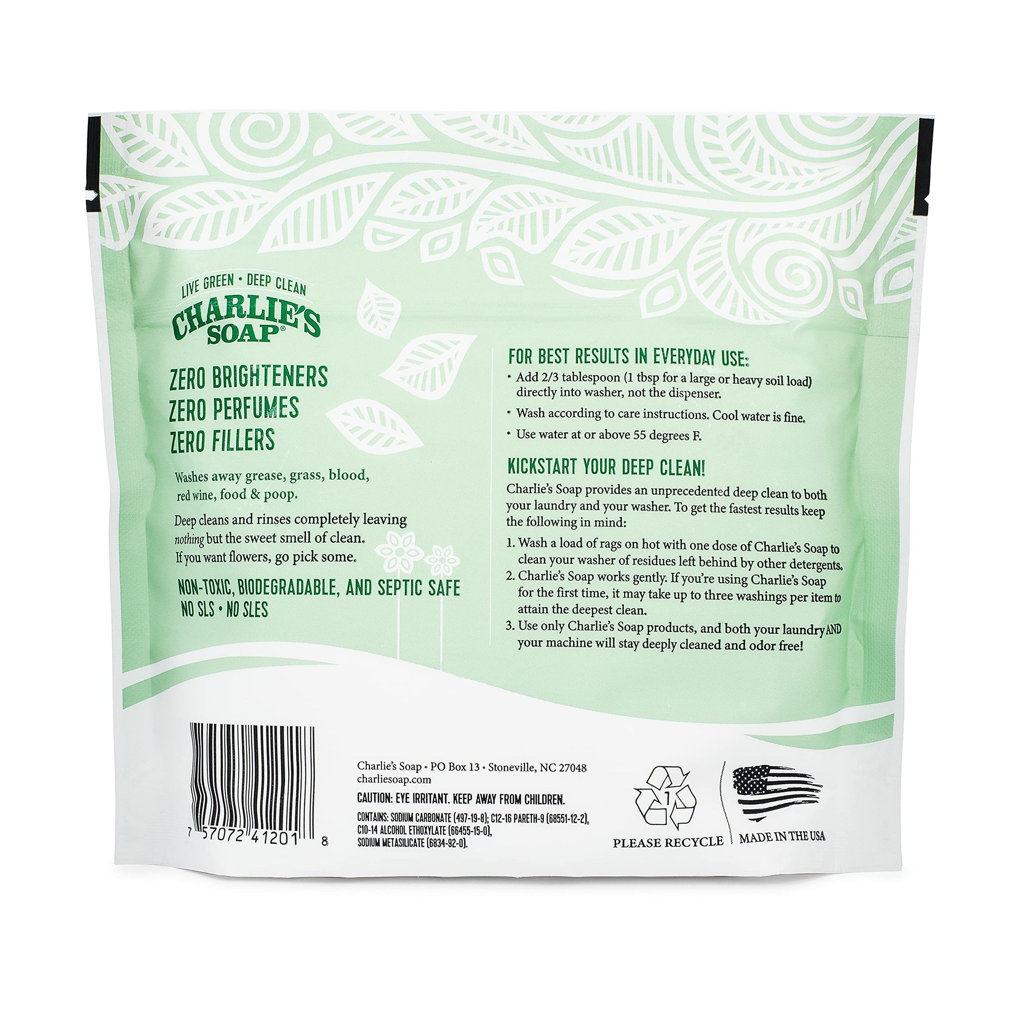 Charlie’s Soap Laundry Powder (50 Loads, 3 Pack) Hypoallergenic Deep Cleaning Washing Powder Detergent - Eco-Friendly, Safe, and Effective
