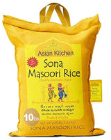 Asian Kitchen White Sona Masoori Aged Rice 10-Pound Bag, 10lbs (4.54kg) Short Grain Rice ~ All Natural | Gluten Friendly | Vegan | Indian Origin |