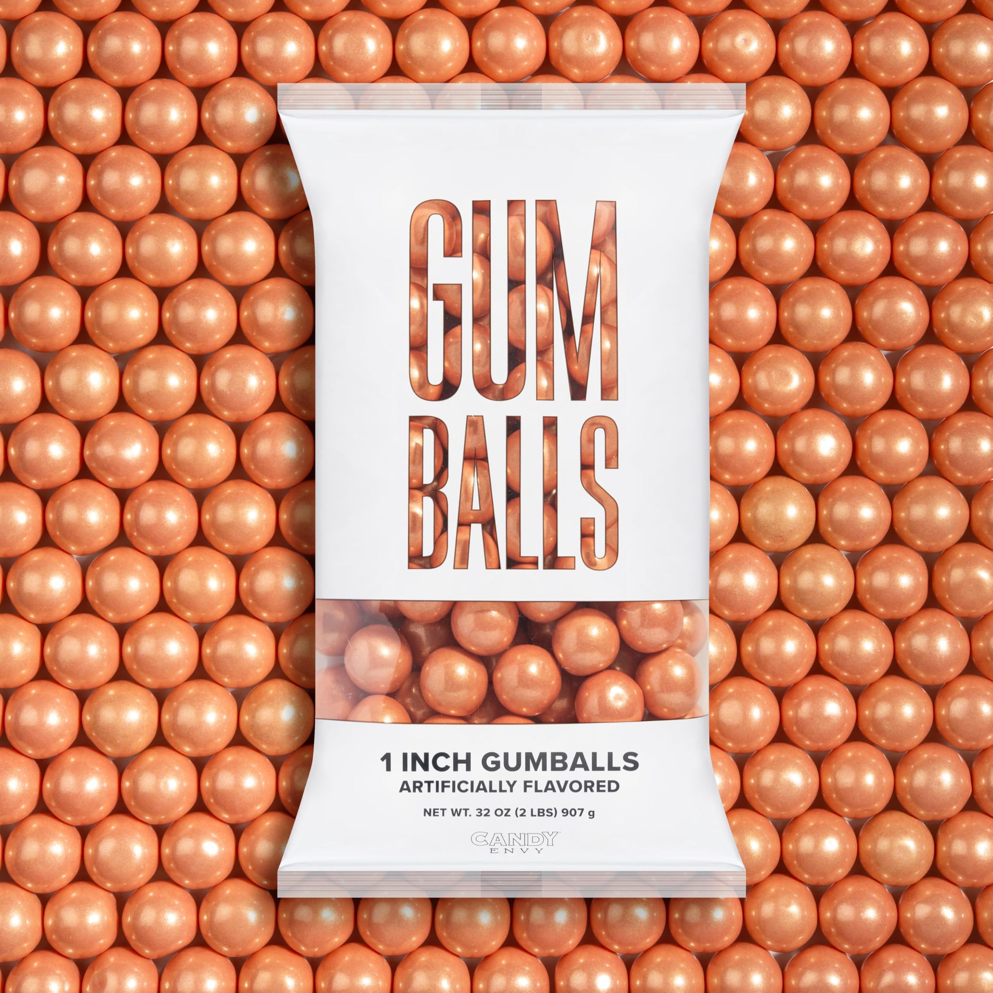 Candy Envy - Shimmer Rose Gold Gumballs - 1 Inch - Approximately 113 Gumballs Per 2lb Bag - Bulk Rose Gold Candy - North American Made & Kosher