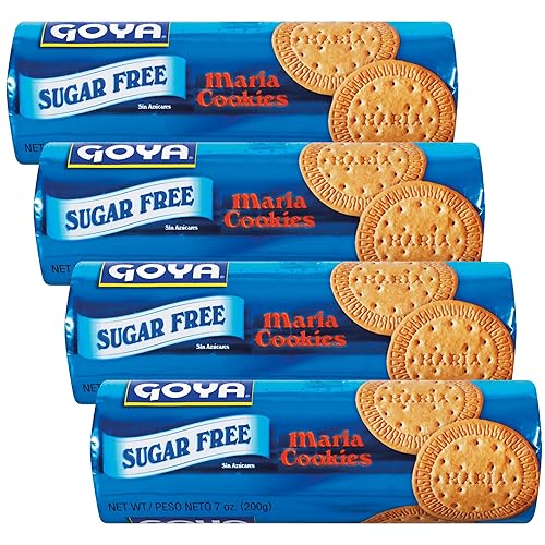 Sugar Free Maria Cookies by Goya, Thin Crisp, Baked Goods, Snacks for School and Work, Lunch Box Snacks, 4 Pack, 7oz. Each