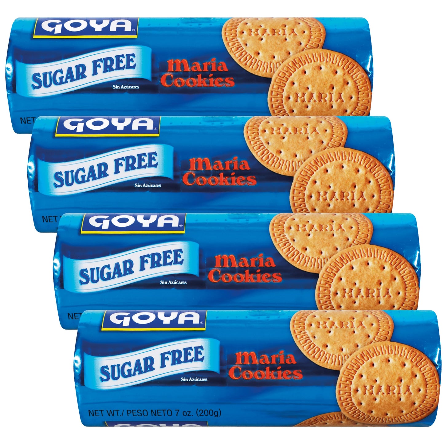 Sugar Free Maria Cookies by Goya, Thin Crisp, Baked Goods, Snacks for School and Work, Lunch Box Snacks, 4 Pack, 7oz. Each