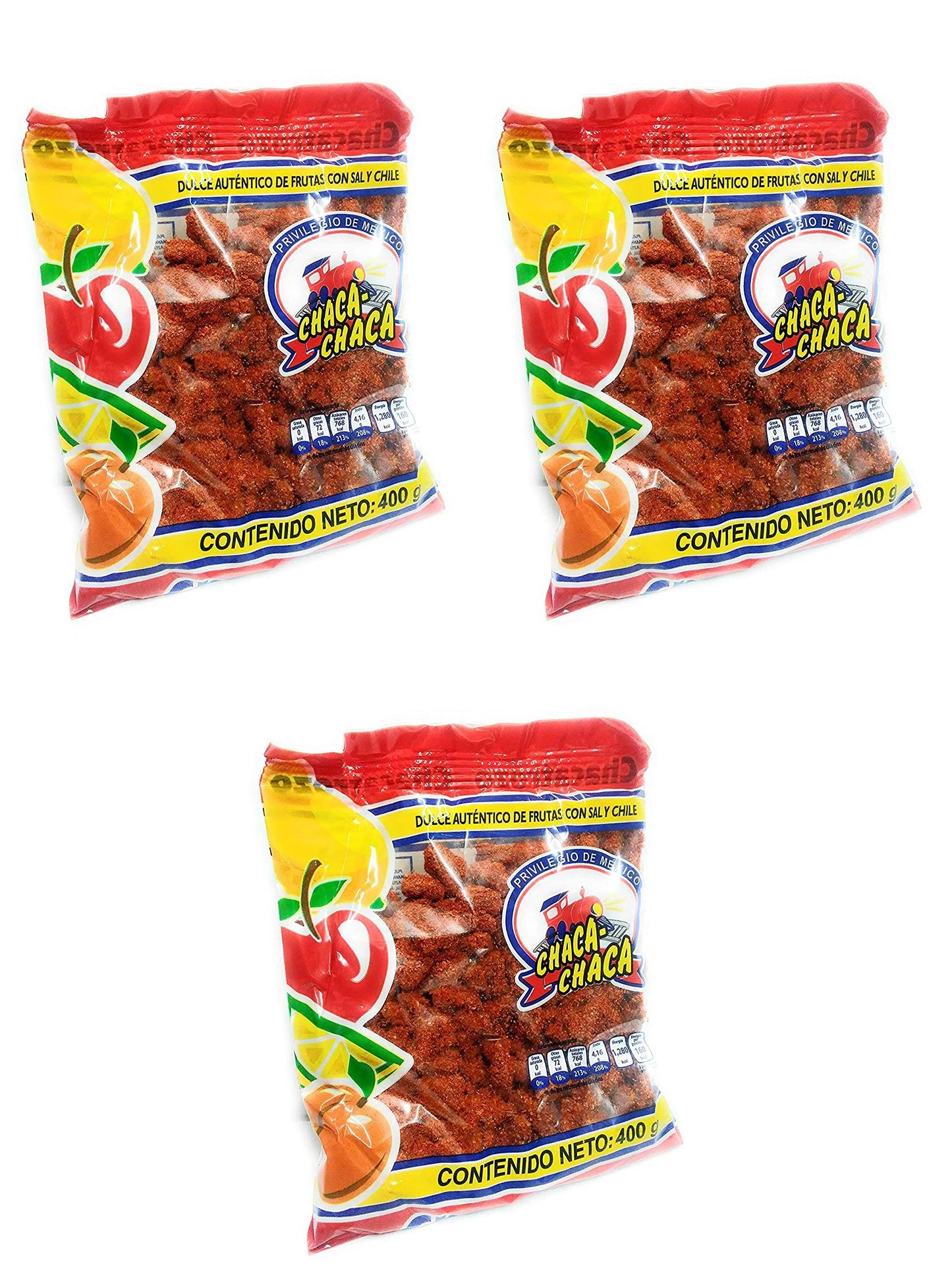 Chaca-Chaca Tamarindo De Frutas Sal Y Chile Tamarind Mexican Candy Trocitos Pack of 3