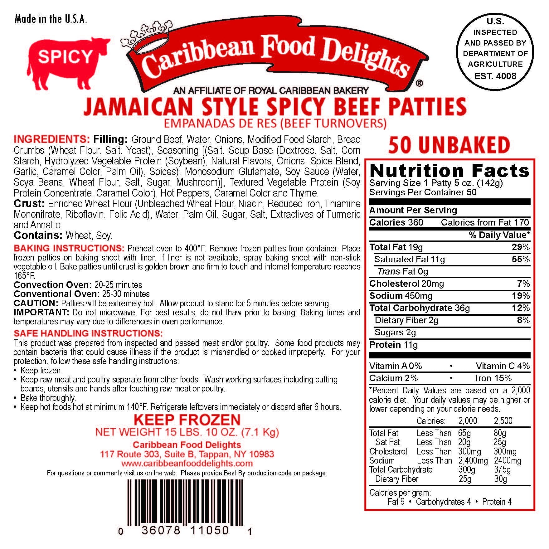 Jamaican Style Patties, Unbaked (Spicy Beef, 2 Cases)