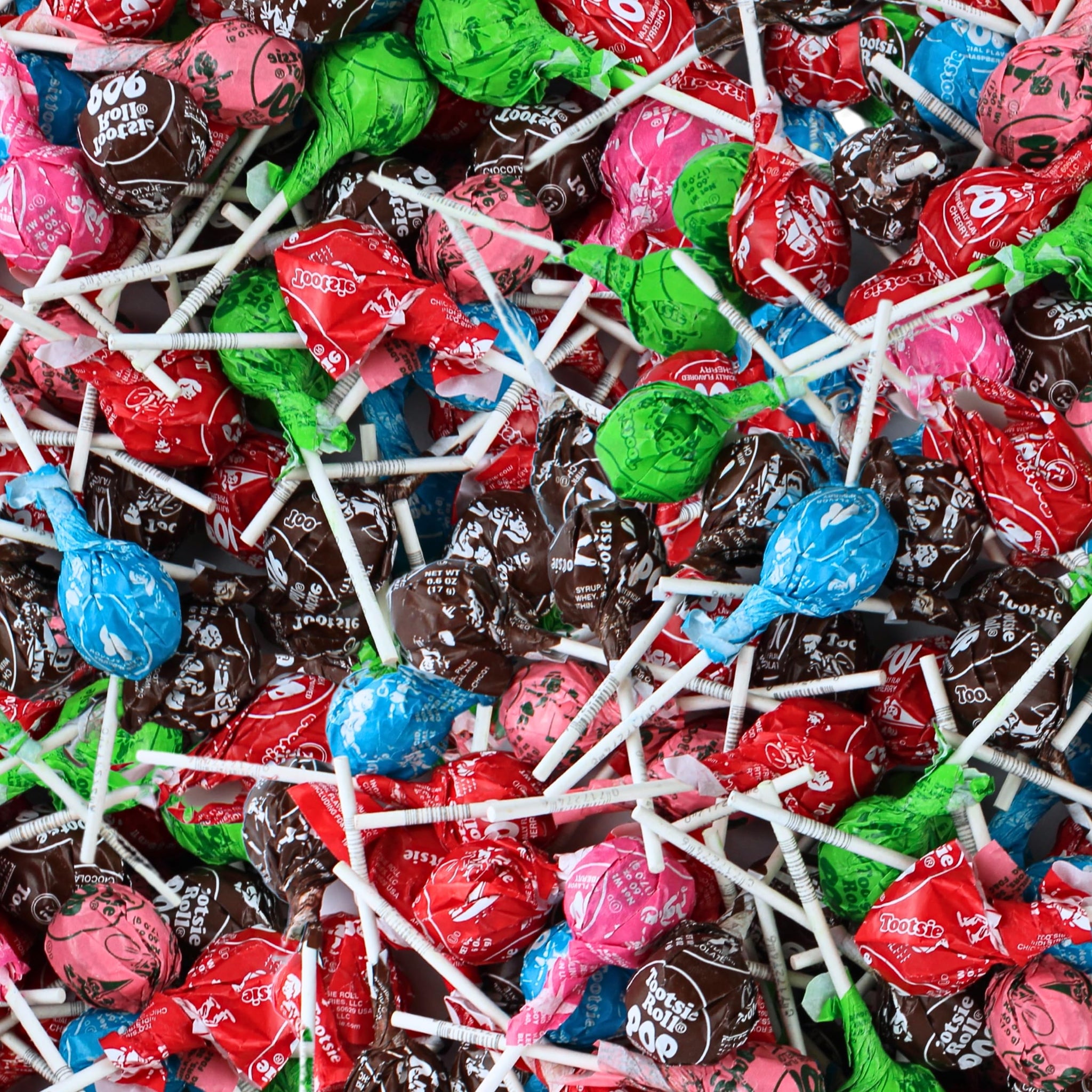 Fun Flavor Assorted Toot-sie Lollipops Bulk, Filled Chocolate Tootsy Roll Pops with Bright Fruity Flavors, by Queen City Candy Cave (1 Pound)
