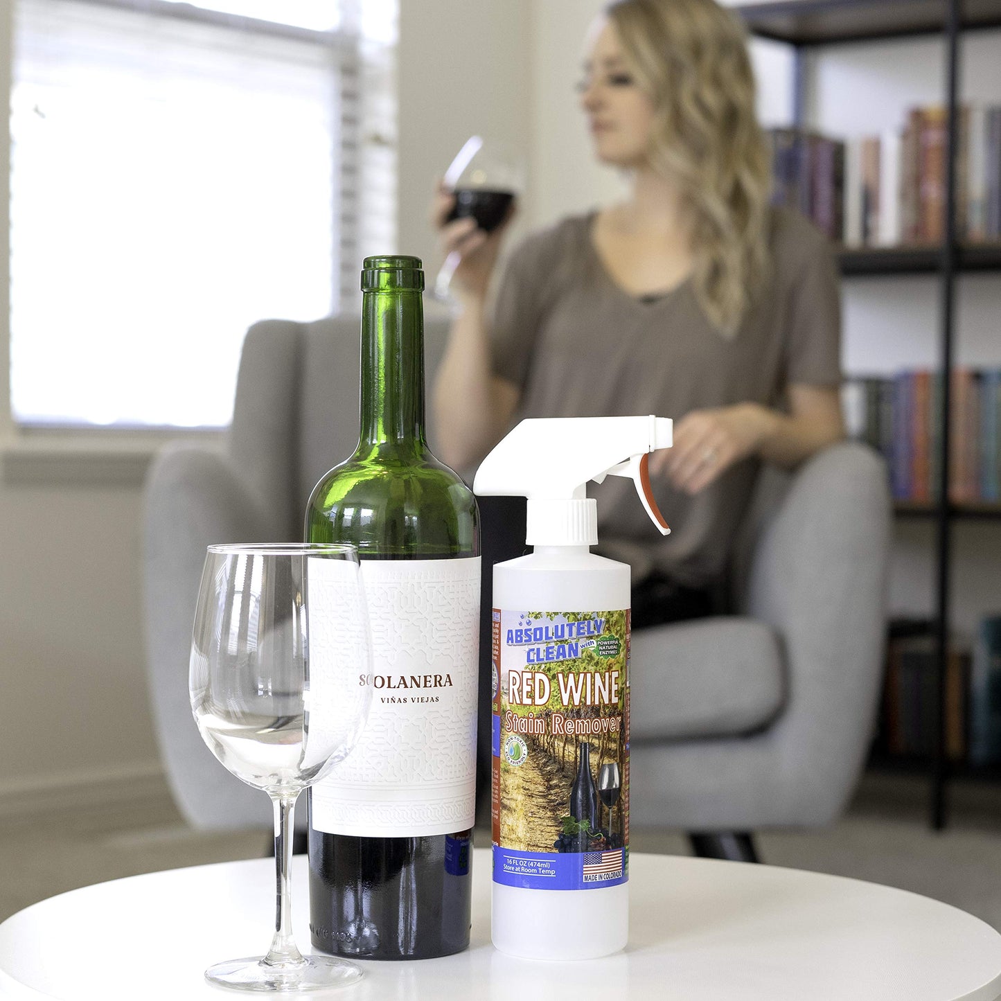 Amazing Red Wine Stain Remover - Natural Enzymes Eliminate Wine Stains Fast - Cleans Carpet, Upholstery, Clothing, Table Cloth & More - USA Made