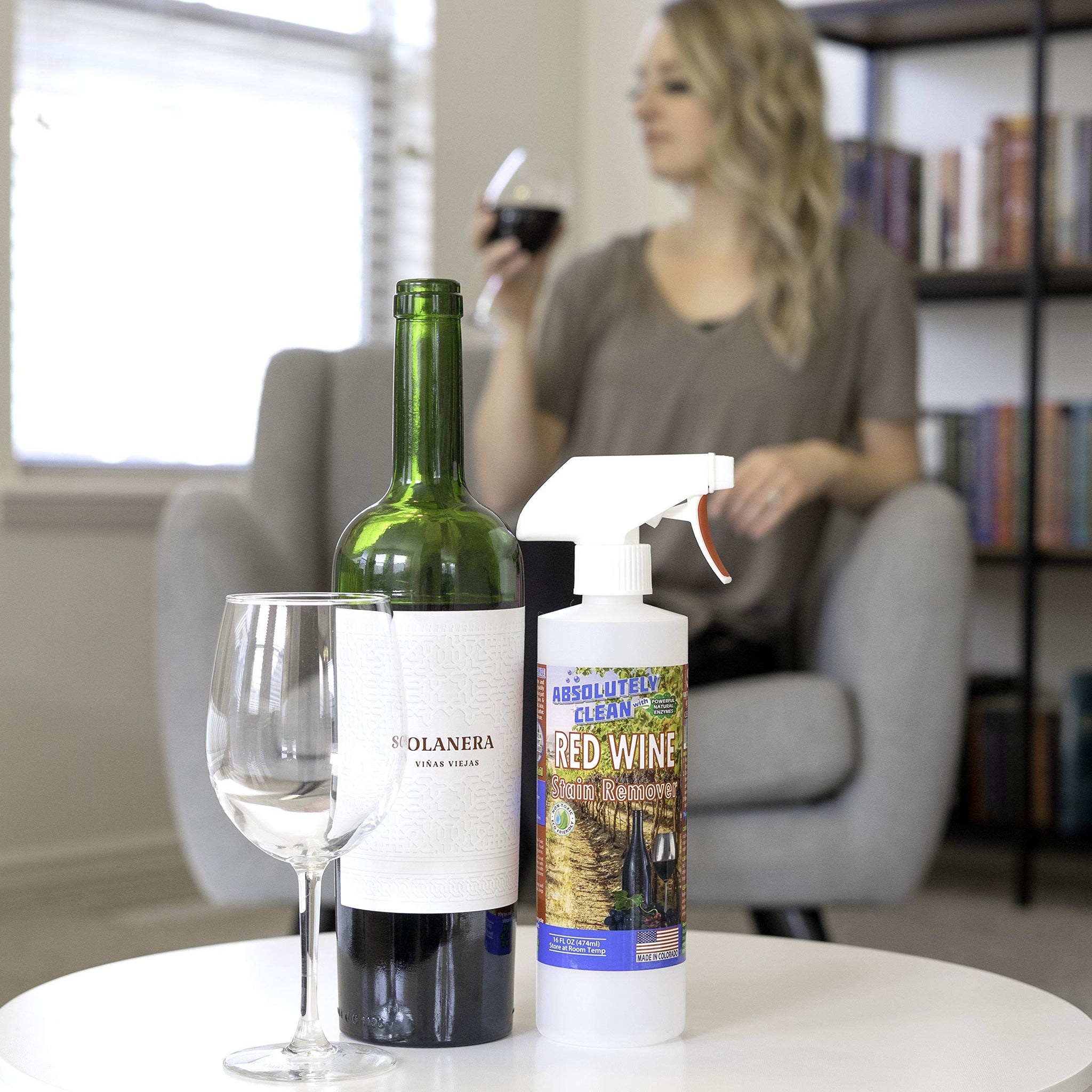Amazing Red Wine Stain Remover - Natural Enzymes Eliminate Wine Stains Fast - Cleans Carpet, Upholstery, Clothing, Table Cloth & More - USA Made