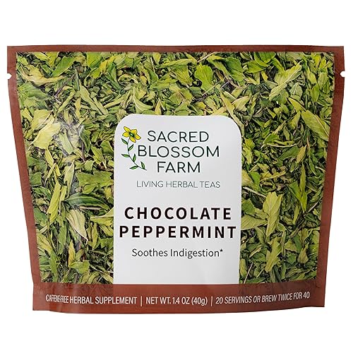 Chocolate Peppermint Herbal Tea | Sacred Blossom Farm | 1.7 oz. Loose Leaf | Ease Digestion & Headache* | Organically Grown in Wisconsin | Caffeine